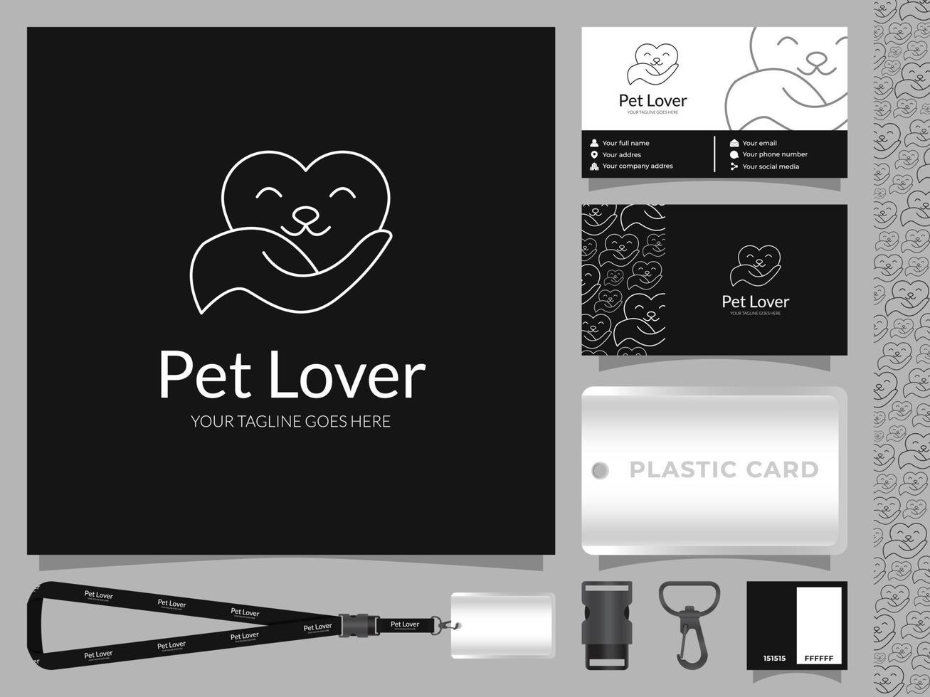 Pet Lover logo with corporate identity template set design vector