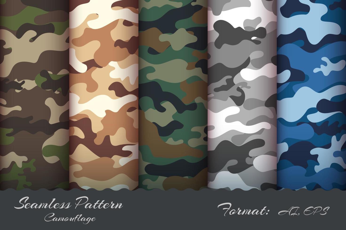 Set Miilitary Camouflage Seamless Pattern vector