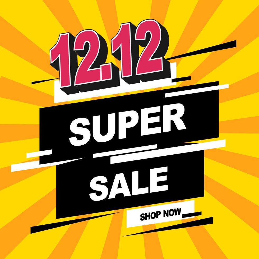 Special day 12.12 Shopping day sale poster or flyer design. 12.12 last month of the year online sale.  EPS 10 Vector