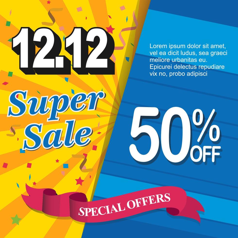 Special day 12.12 Shopping day sale poster or flyer design. 12.12 last month of the year online sale.  EPS 10 Vector