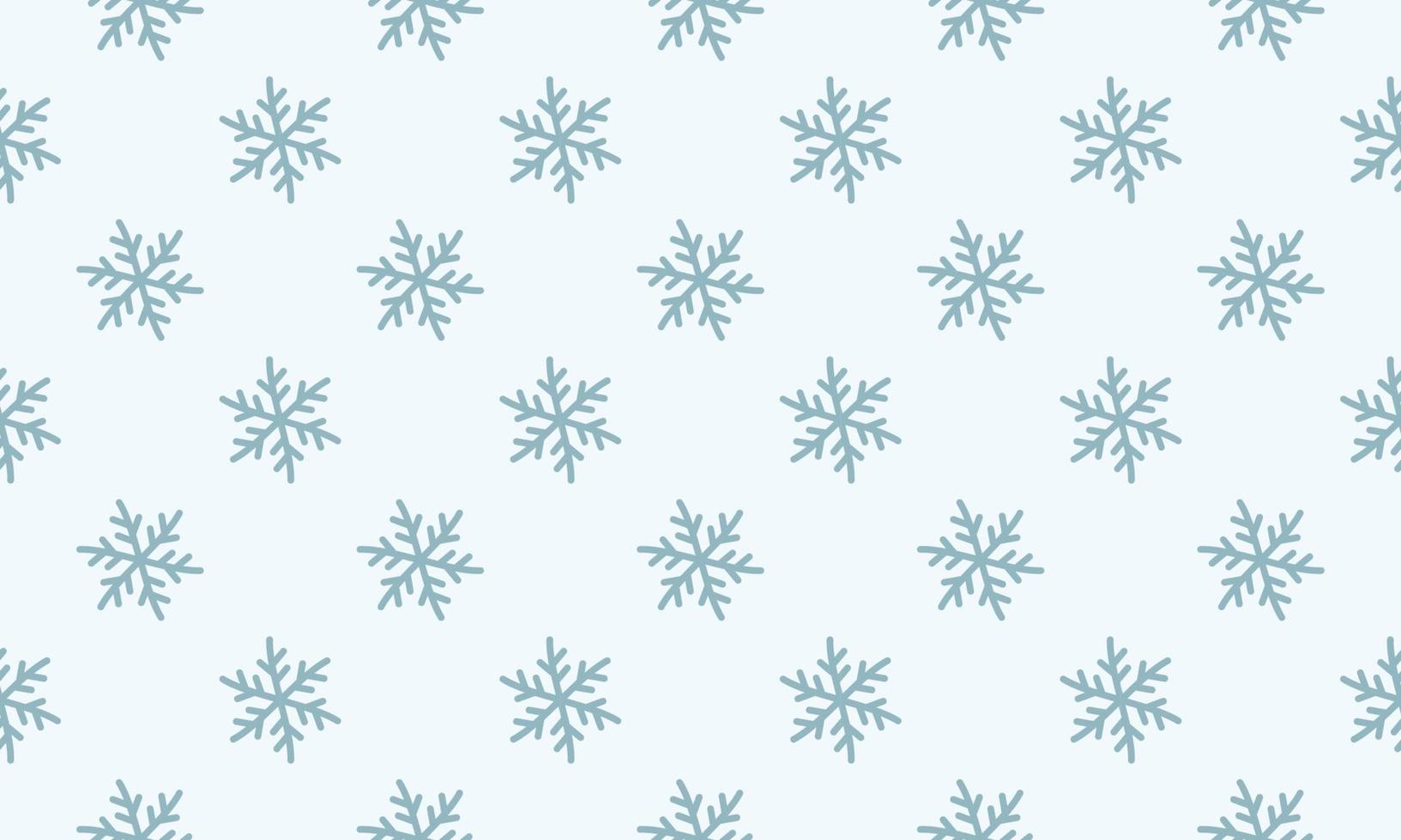 Snowflake simple seamless pattern. Blue snow on white background. Abstract wallpaper, wrapping decoration. Symbol of winter vector