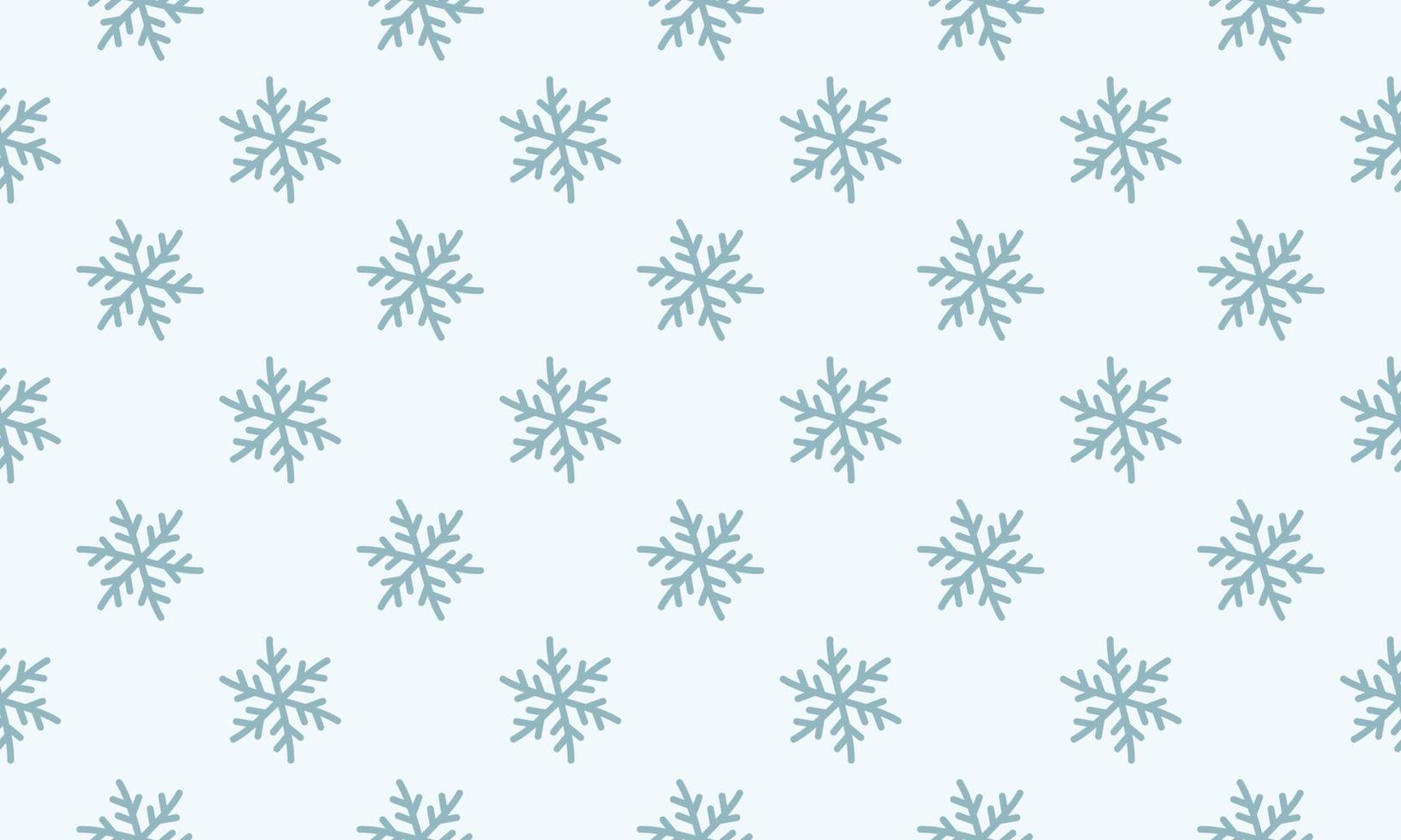 Snowflake simple seamless pattern. Blue snow on white background. Abstract wallpaper, wrapping decoration. Symbol of winter vector