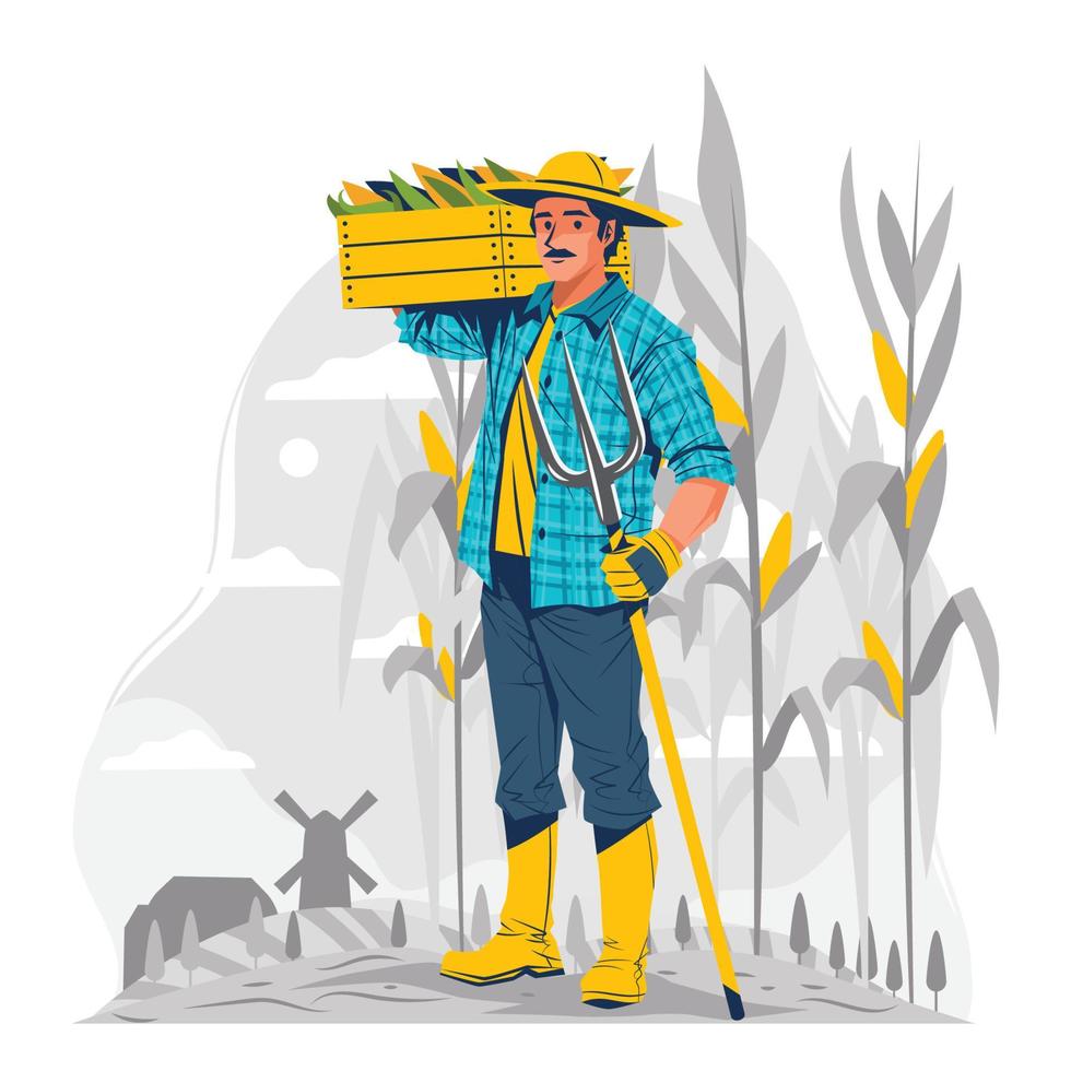 Corn Farmer Concept vector