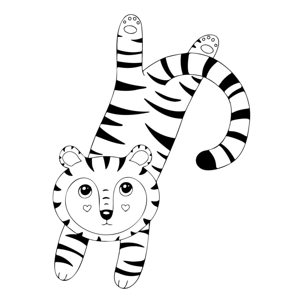 Cute little tiger. Cartoon vector character isolated on a white background