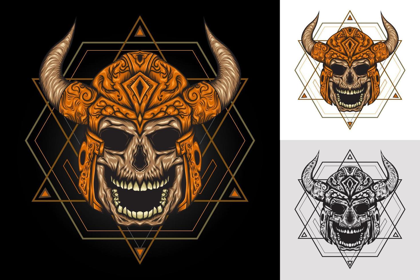 Skull head logo illustration design vector