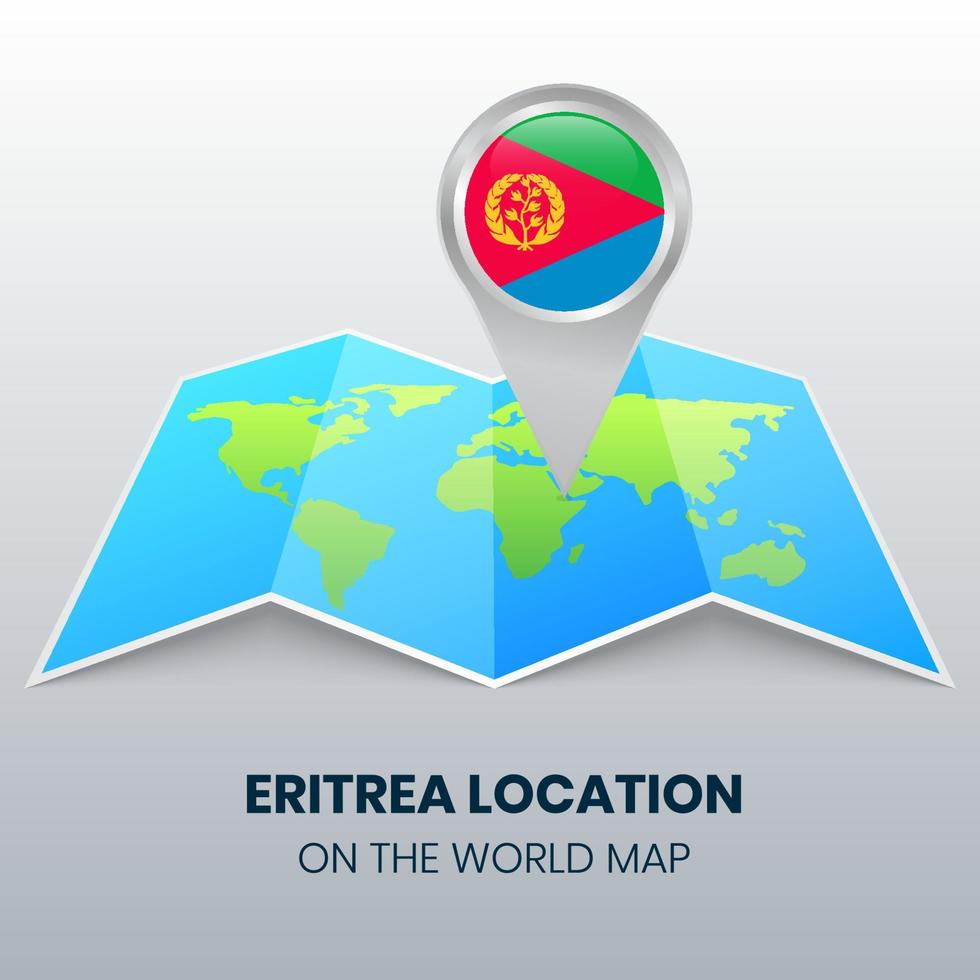 Location icon of Eritrea on the world map, Round pin icon of eritrea vector