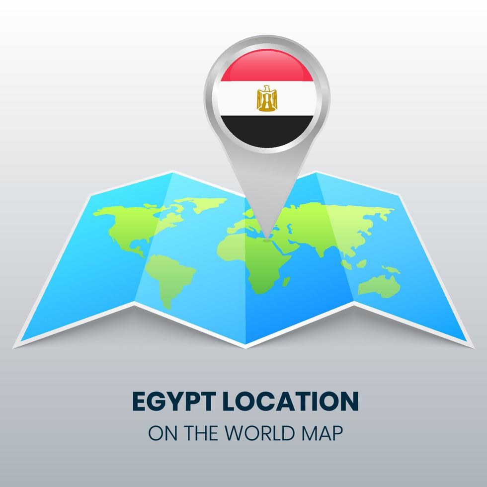 icono de ubicación de egipto en el mapa mundial, icono de pin redondo de egipto vector