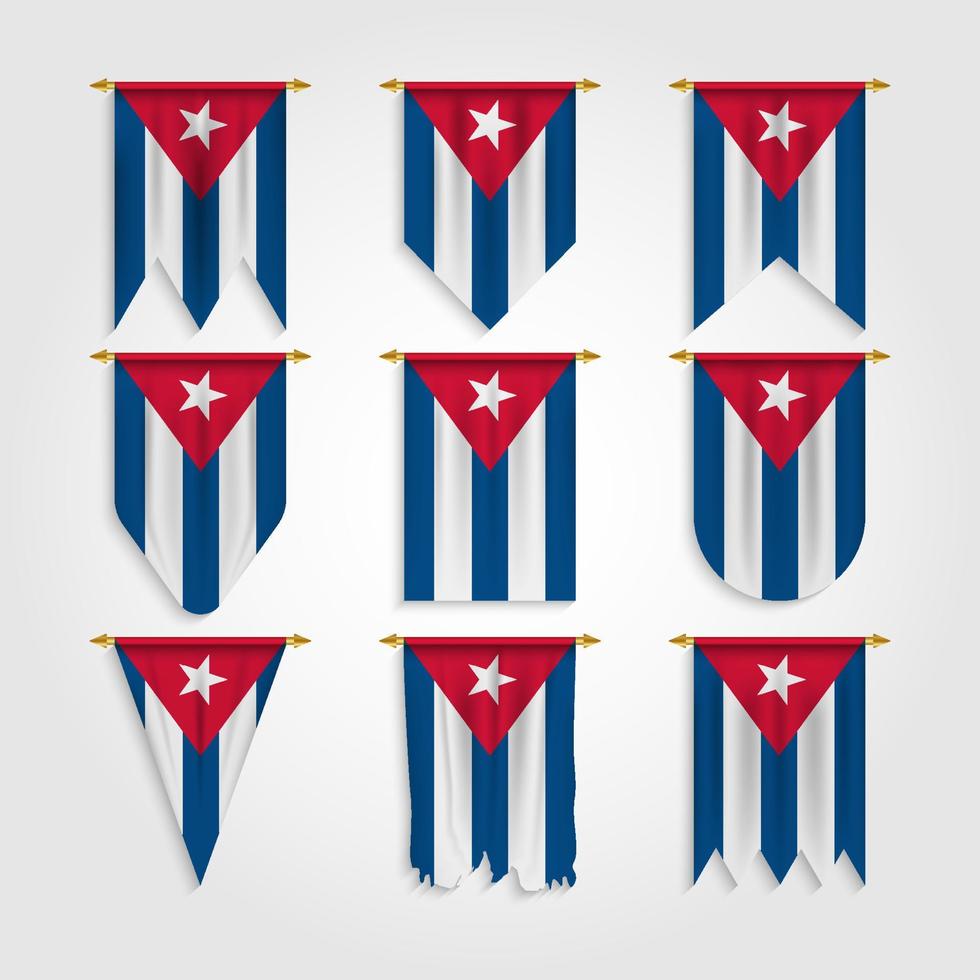 Cuba Flag in Different shapes, Flag of Cuba in Various Shapes vector