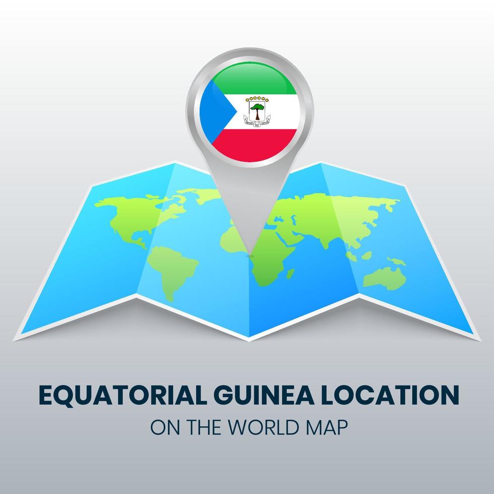 icono de ubicación de guinea ecuatorial en el mapa mundial, icono de pin redondo de guinea ecuatorial vector