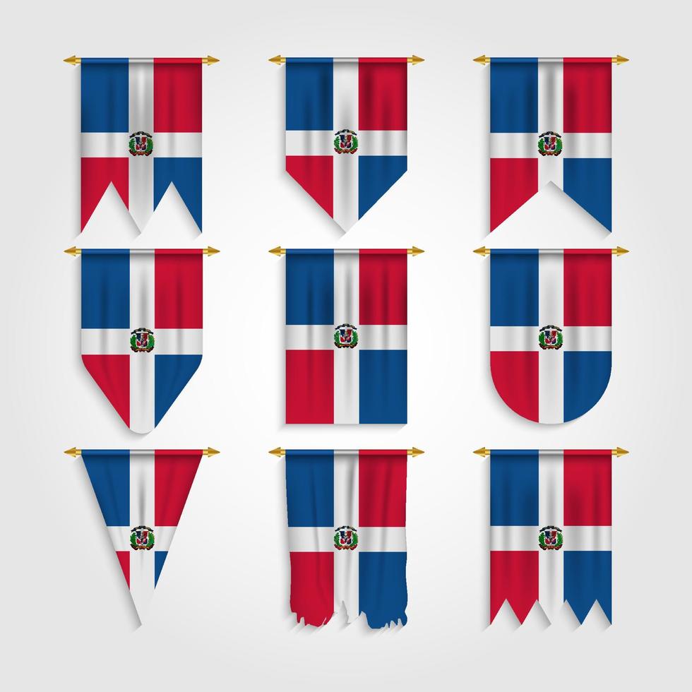 bandera dominicana en diferentes formas, bandera de república dominicana en varias formas vector