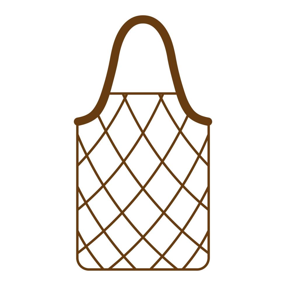 Vector cartoon brown empty grocery turtle mesh bag for healthy organic food.