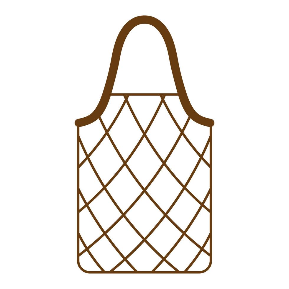 Vector cartoon brown empty grocery turtle mesh bag for healthy organic food.