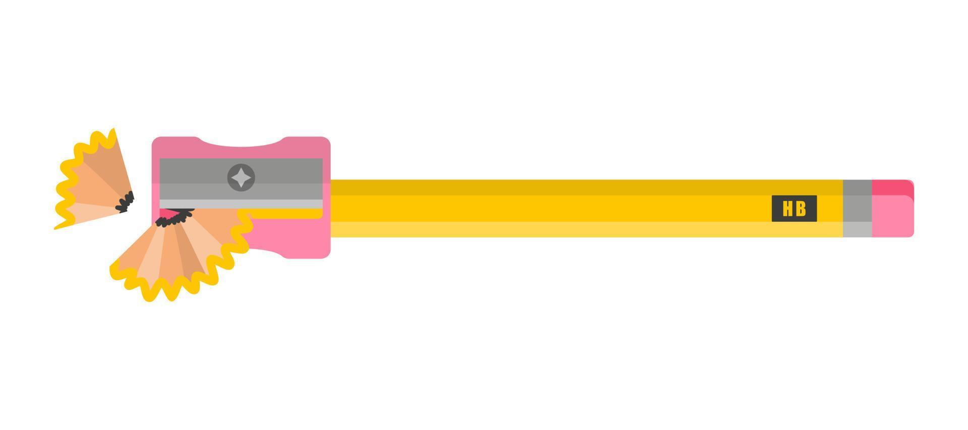 Vector cartoon simple pencil with sharpener.