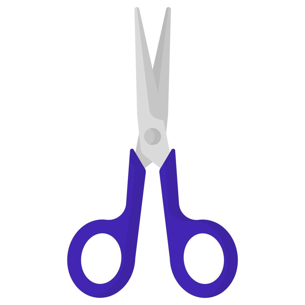 Vector cartoon blue open scissors for paper.