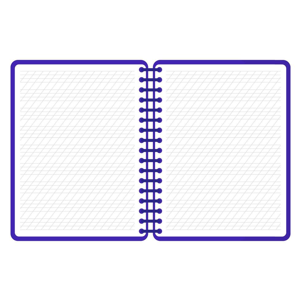 Vector cartoon blue open calligraphy notebook.