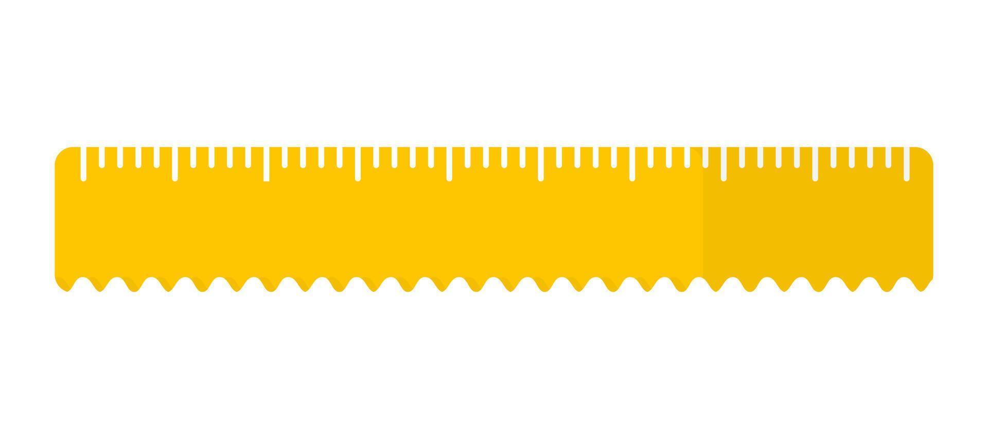 Vector cartoon yellow wavy line rectangular ruler.