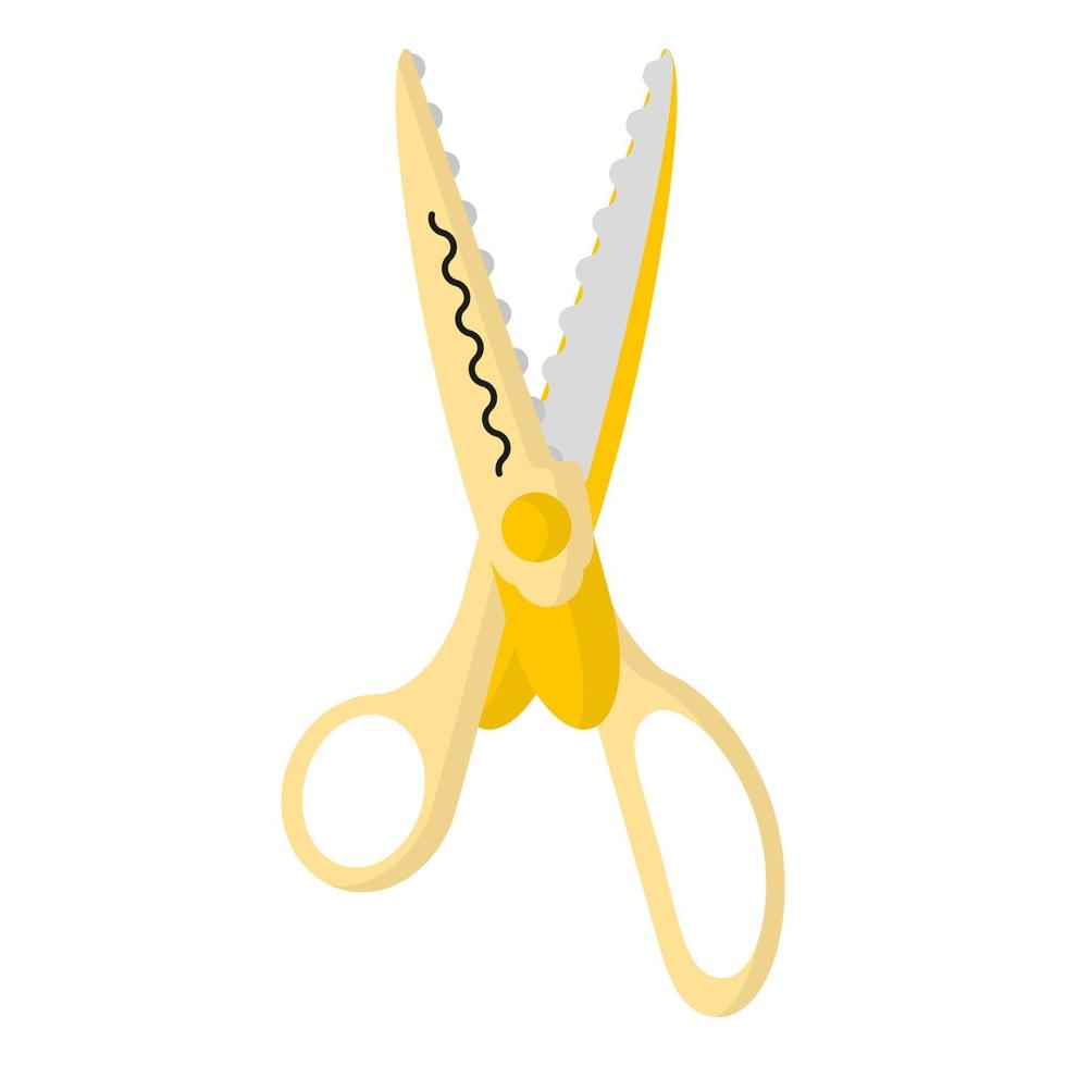 Vector cartoon yellow open decorative edge scissors.