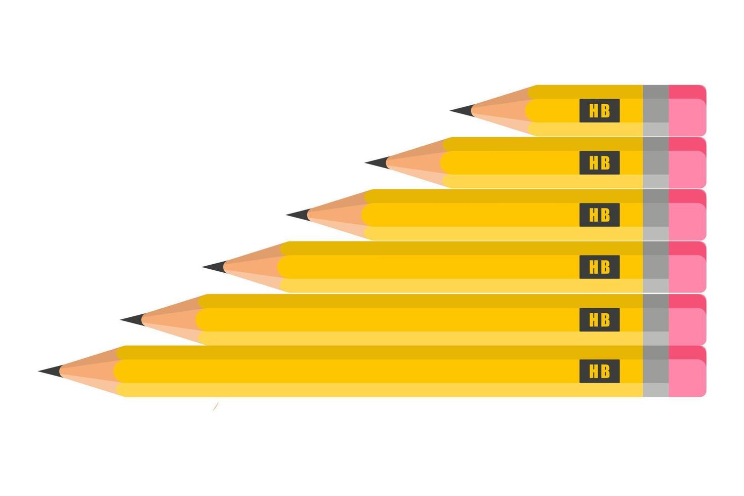 Vector cartoon simple pencils from smallest to largest.