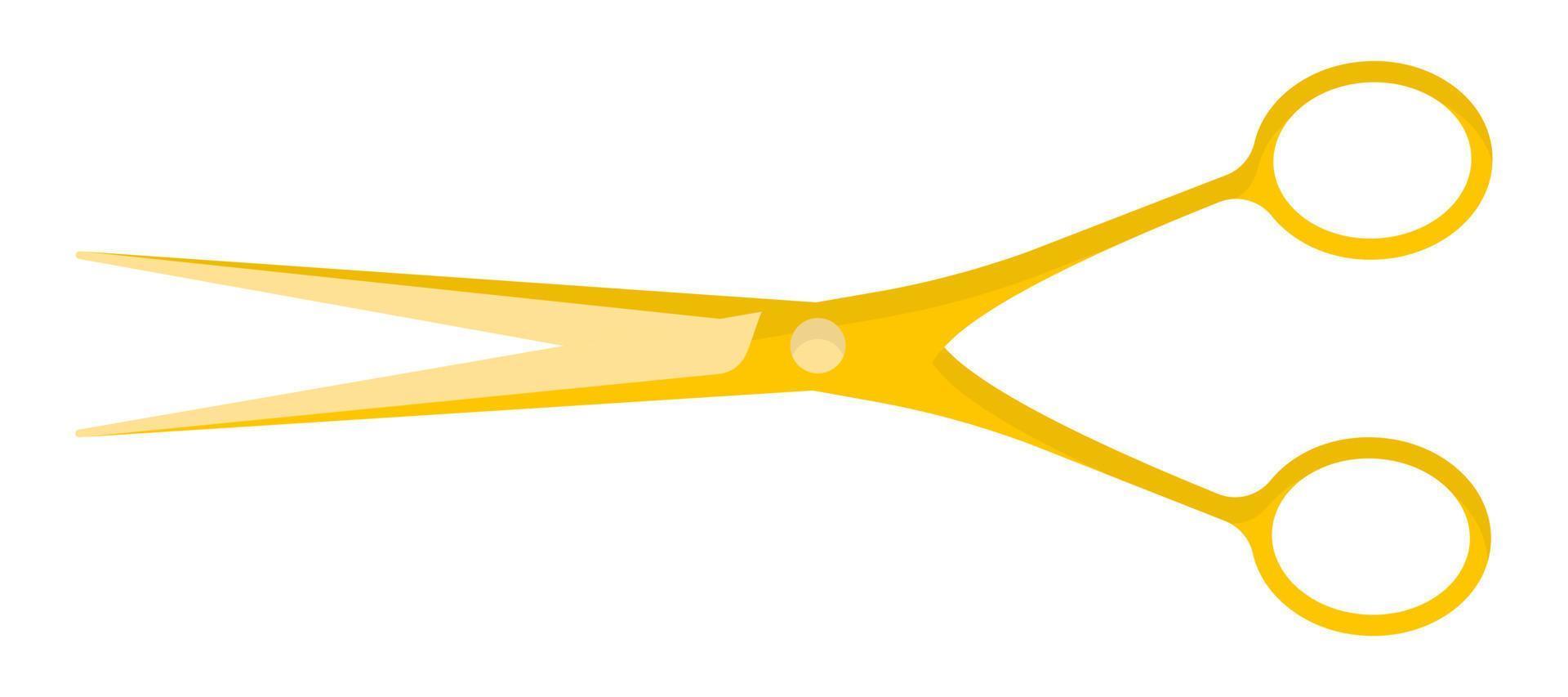 Vector cartoon yellow gold open barber scissors.