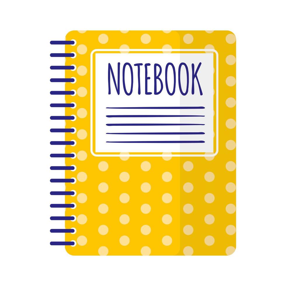 Vector cartoon yellow polka dot ruled notebook.