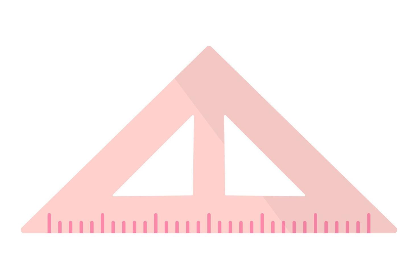Vector cartoon pink right triangular ruler.