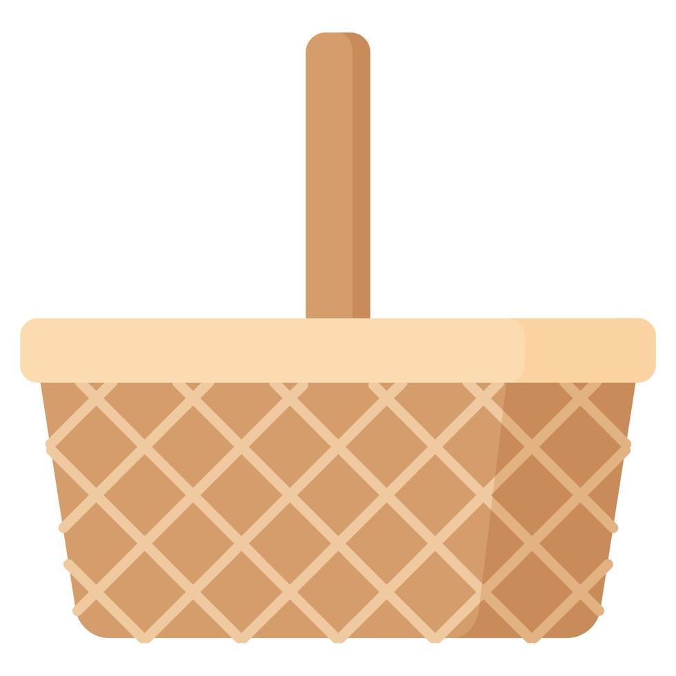 Vector cartoon wicker picnic basket.