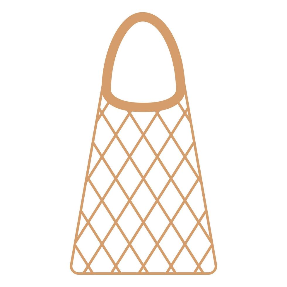 Vector cartoon beige empty grocery string bag or turtle mesh bag for healthy organic food.