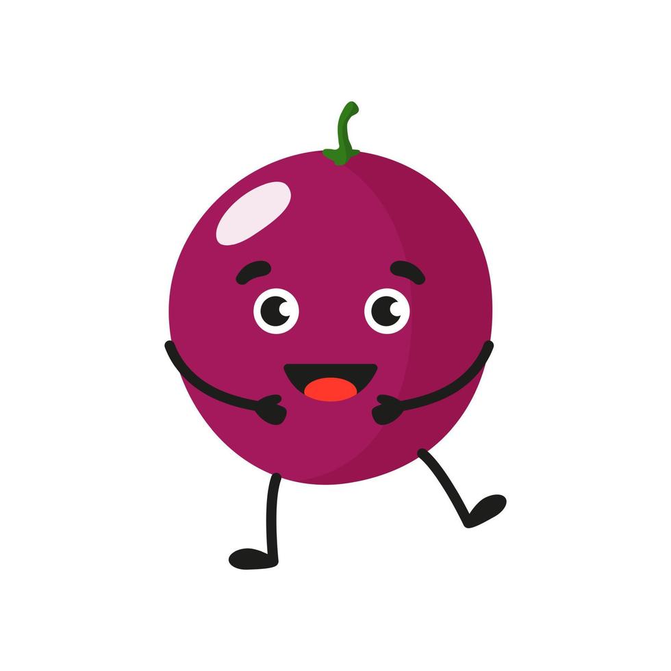 Vector cartoon cheerful cute grape character.