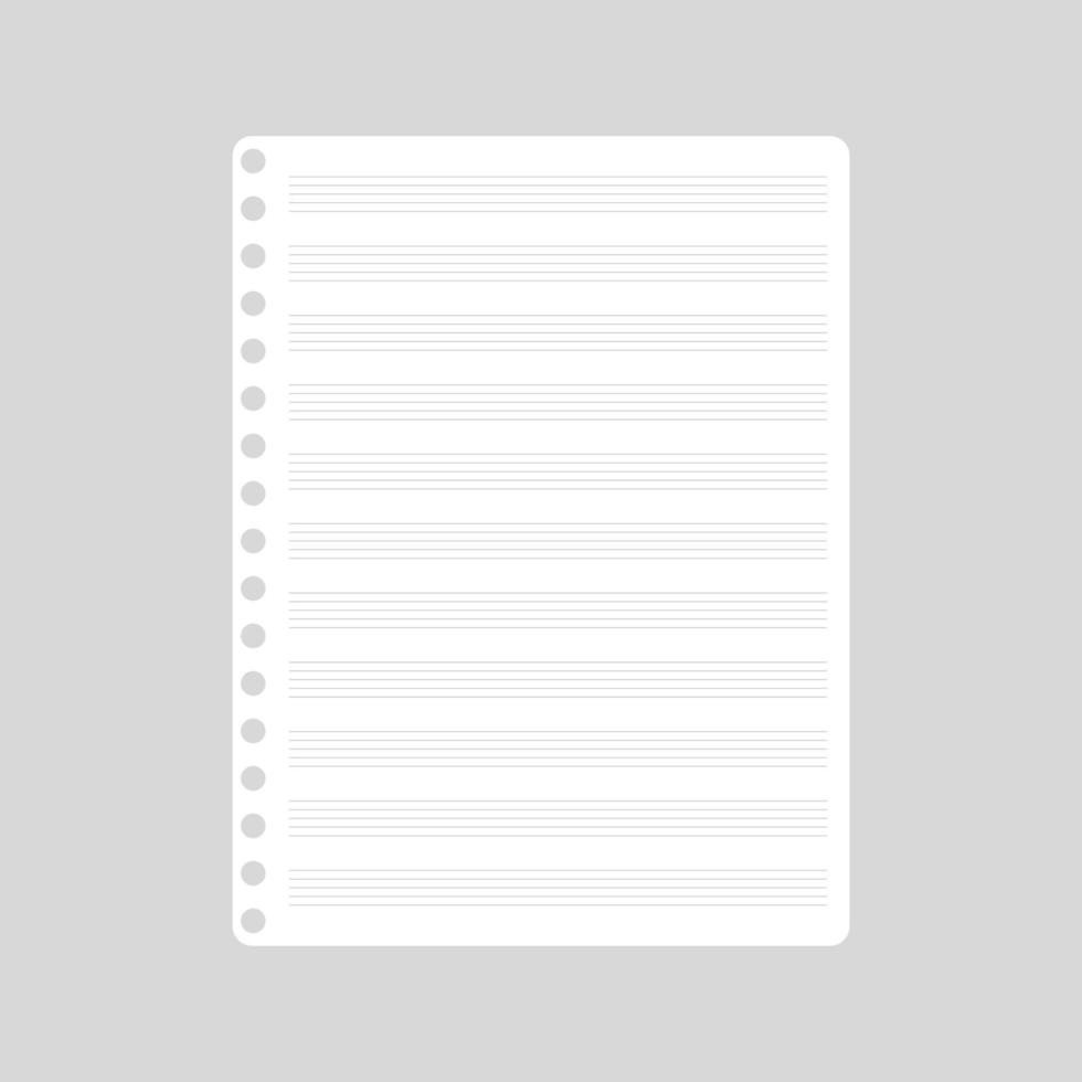 Vector cartoon blank sheets of musical notebook.