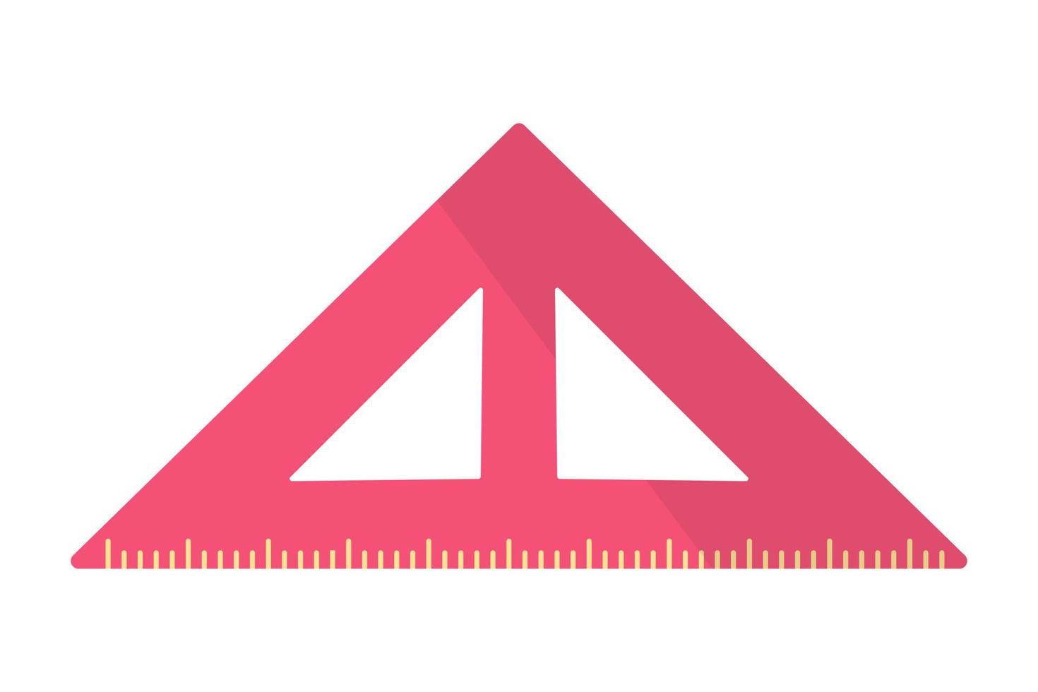 Vector cartoon pink triangular ruler.