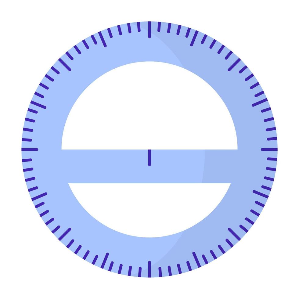 Vector cartoon blue round protractor ruler.