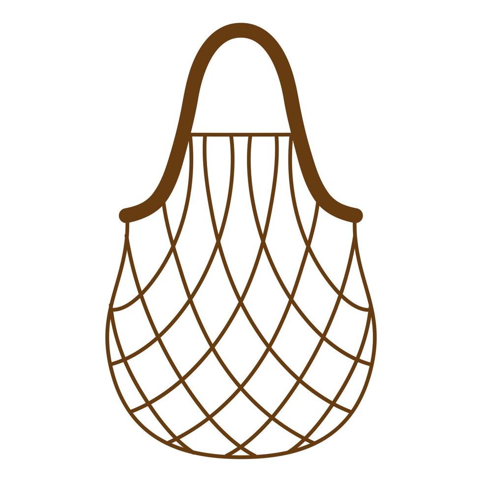 Vector cartoon brown empty grocery string bag or turtle mesh bag for healthy organic food.