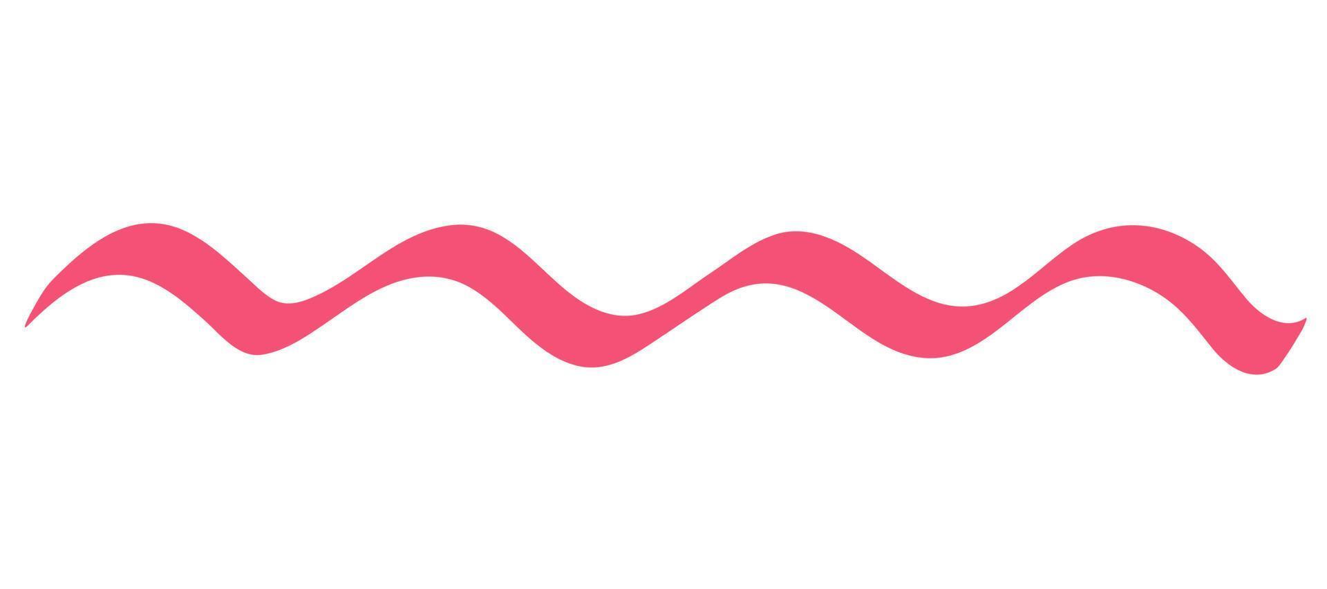 Wavy line hand drawn pink marker mark. vector