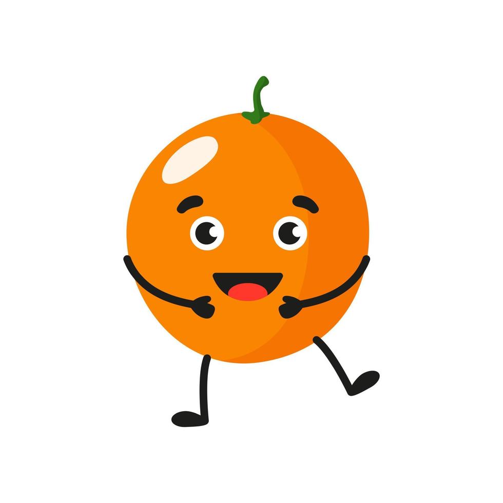 Vector cartoon cheerful cute orange character.