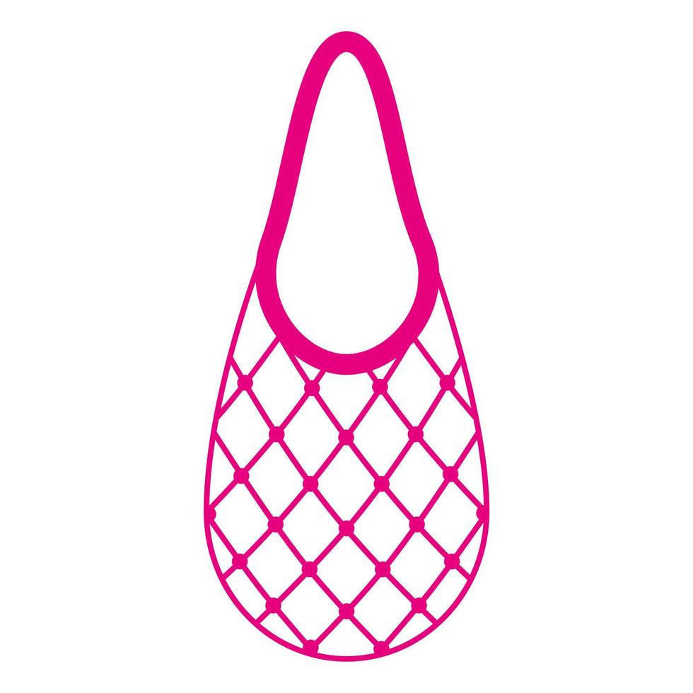 Vector cartoon empty pink grocery string bag or turtle mesh bag for healthy organic food.