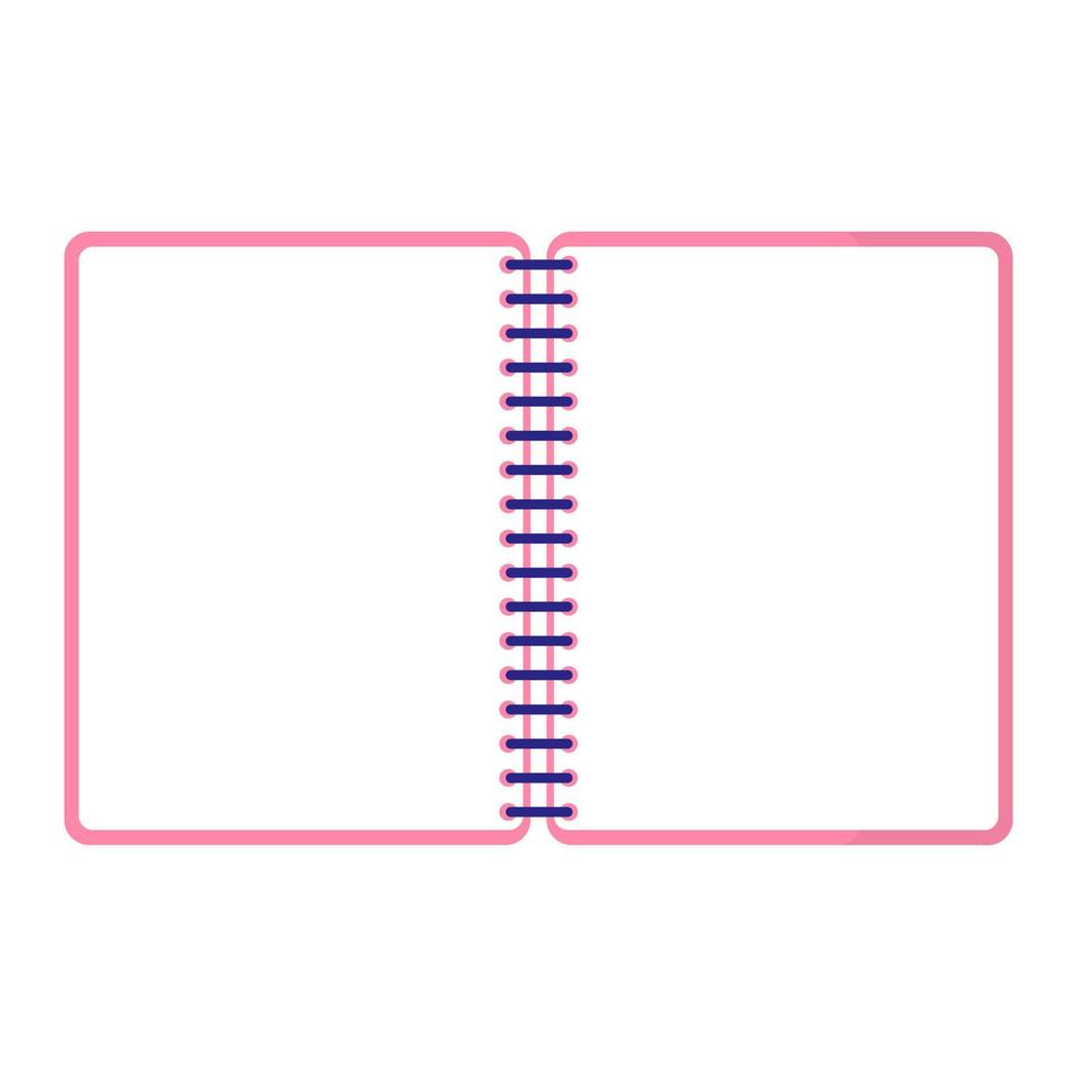 Vector cartoon pink open art notebook.