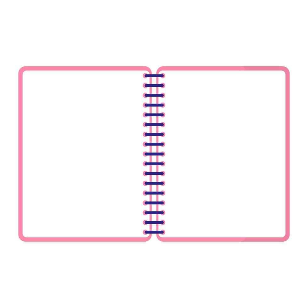 Vector cartoon pink open art notebook.