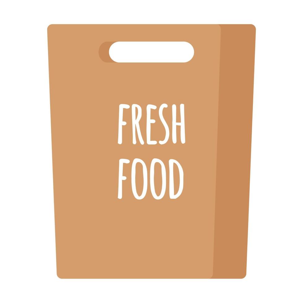 Vector cartoon paper grocery bag.