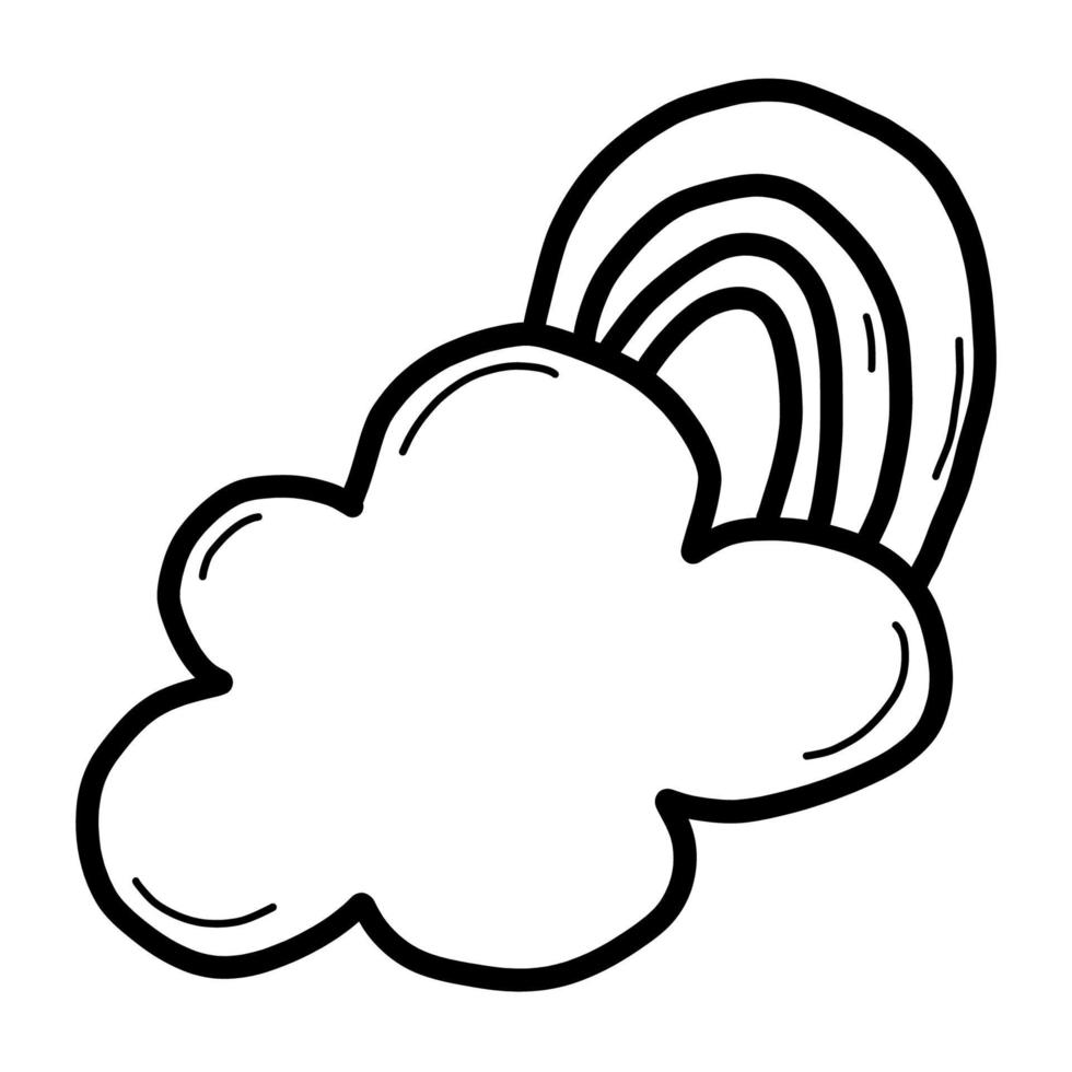 Rainbow and cloud. Vector illustration. linear hand doodle