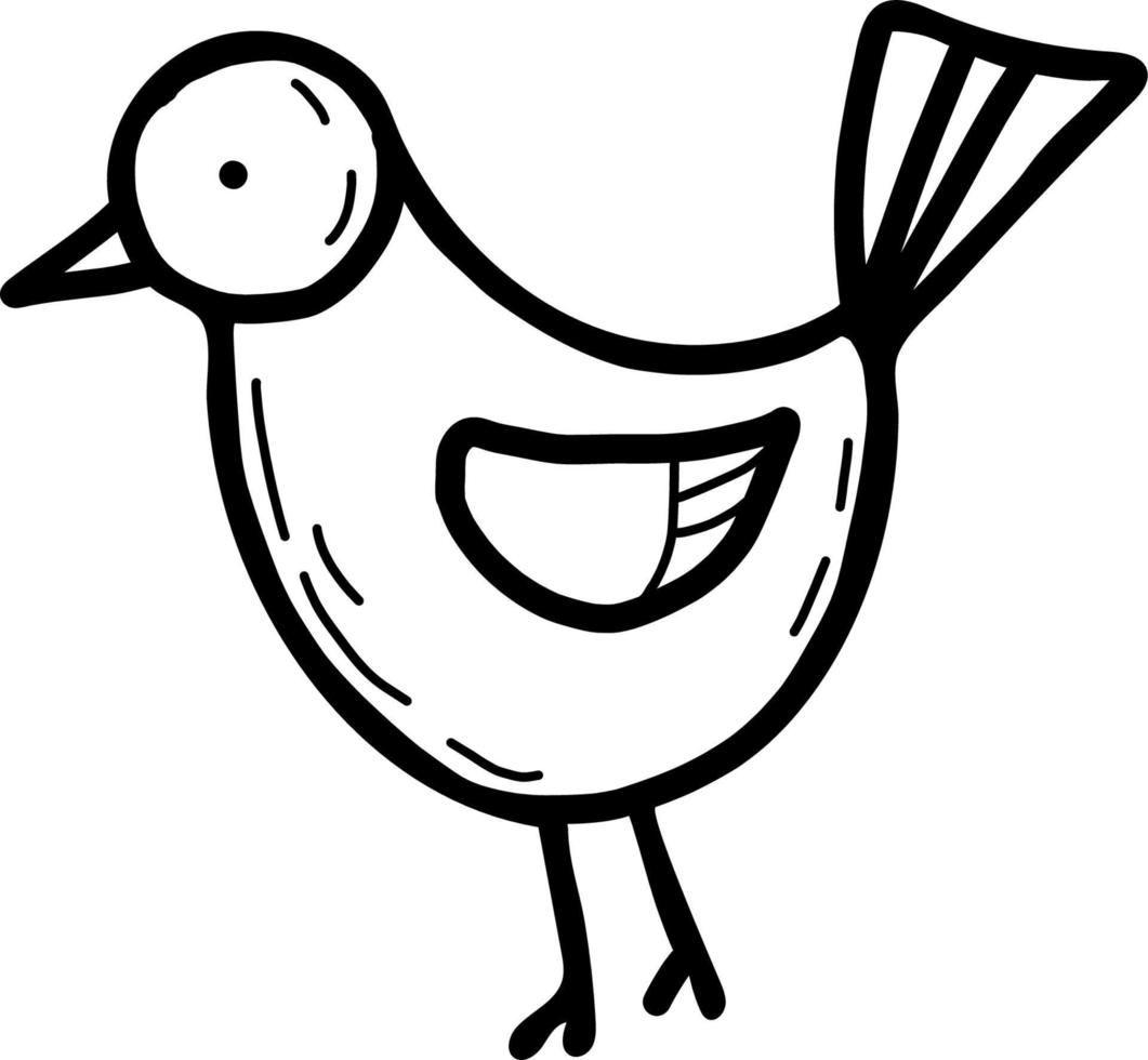 Decorative bird. Vector illustration. linear hand doodle