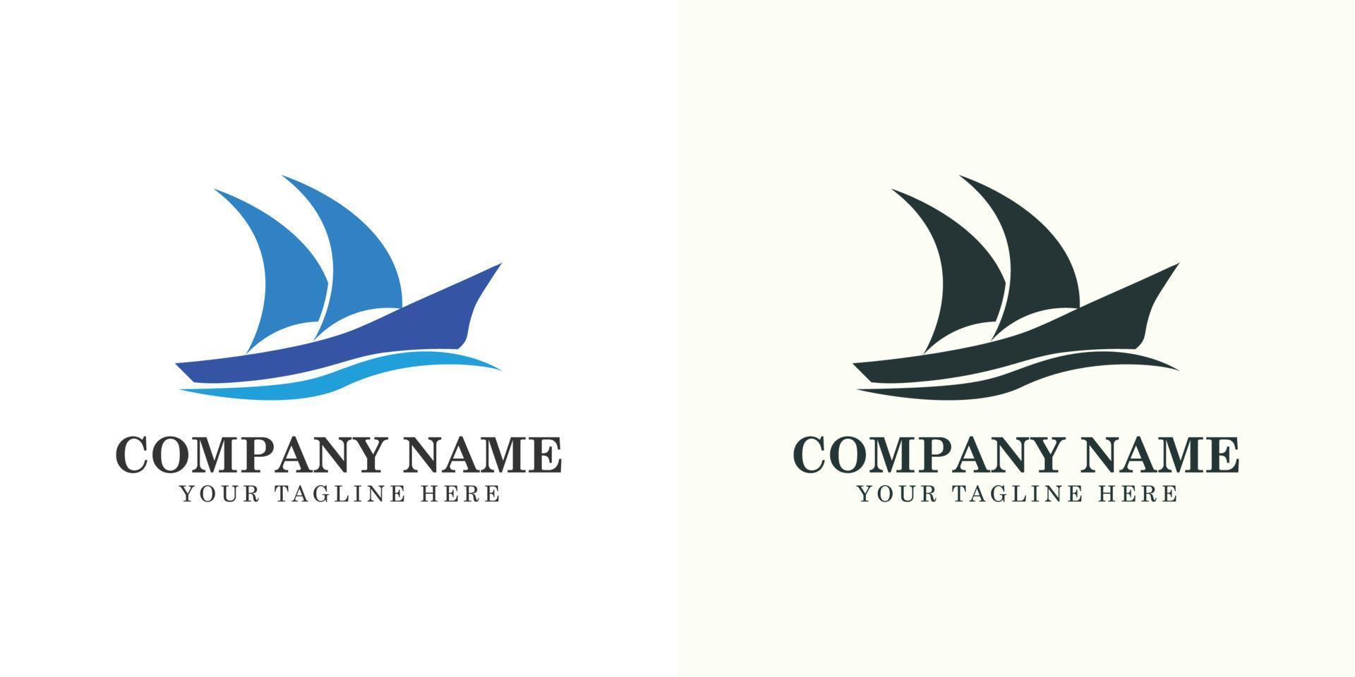 Sailing ship boat vector logo icon design template