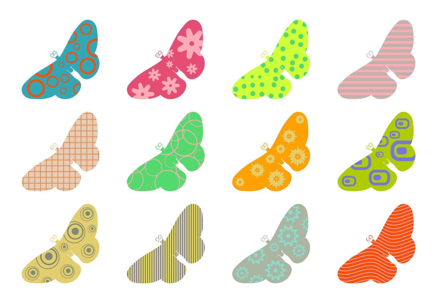 colección de mariposas silueta estampada vector