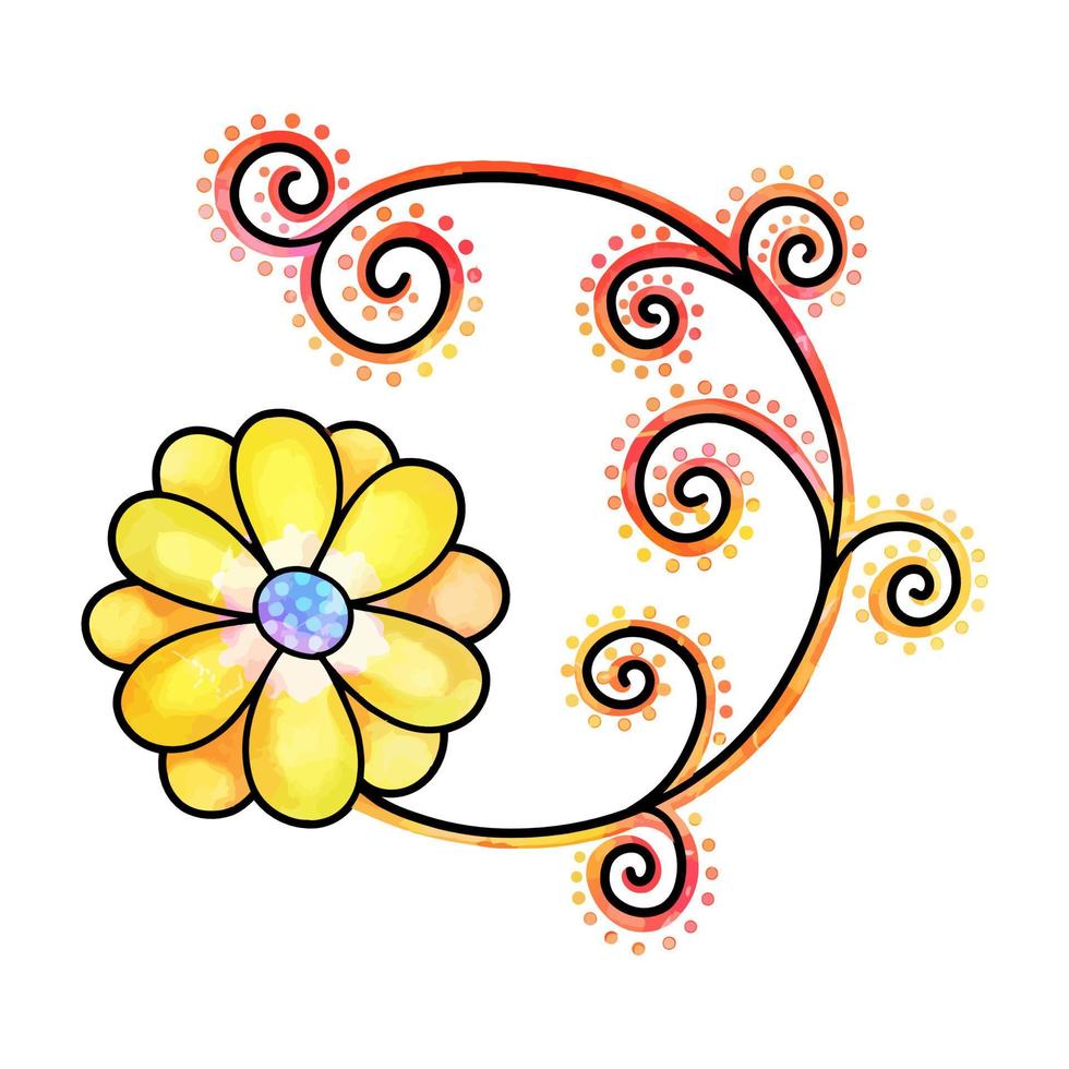 dibujado a mano doodle acuarela flor vector
