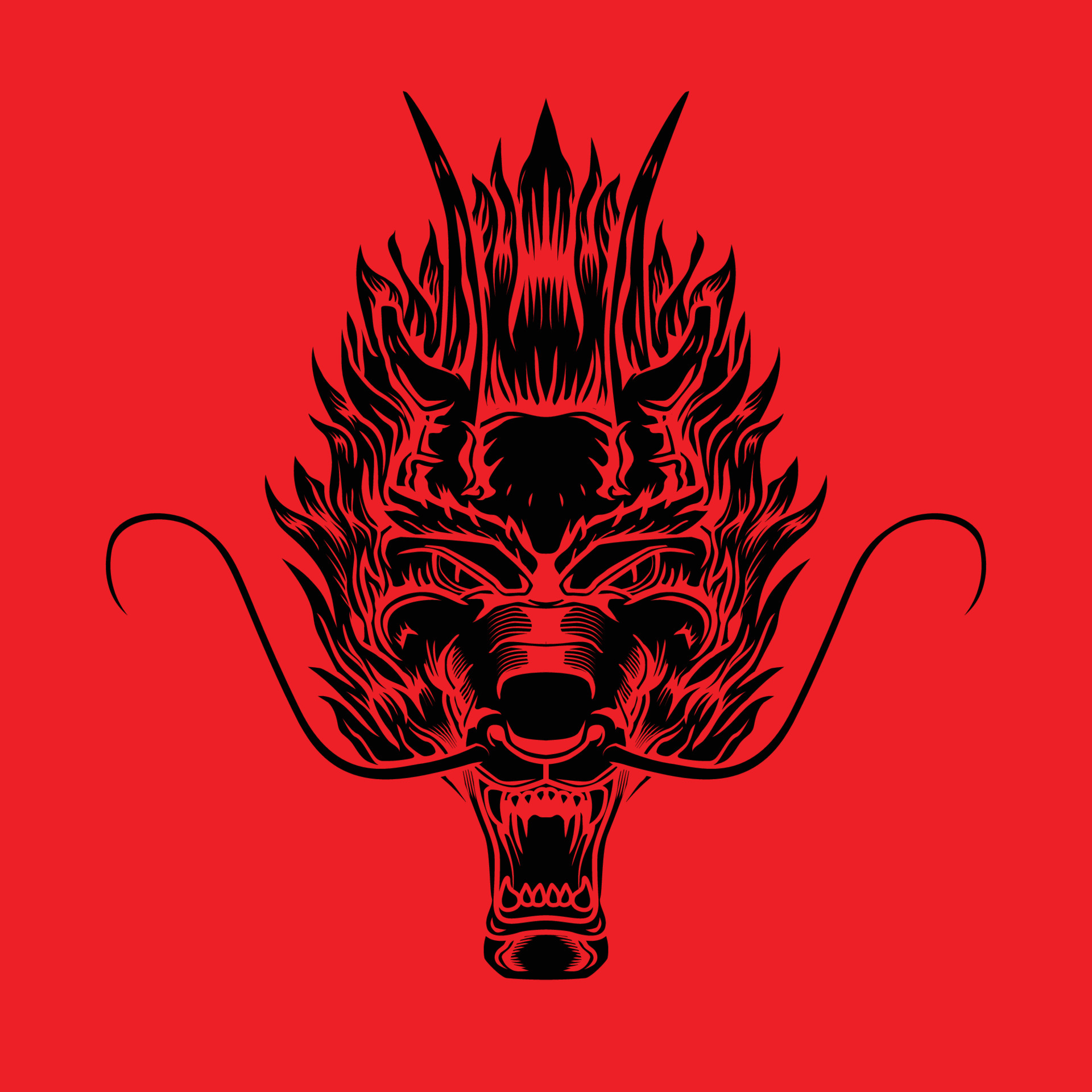 Dragon head silhouette illustration 4748124 Vector Art at Vecteezy