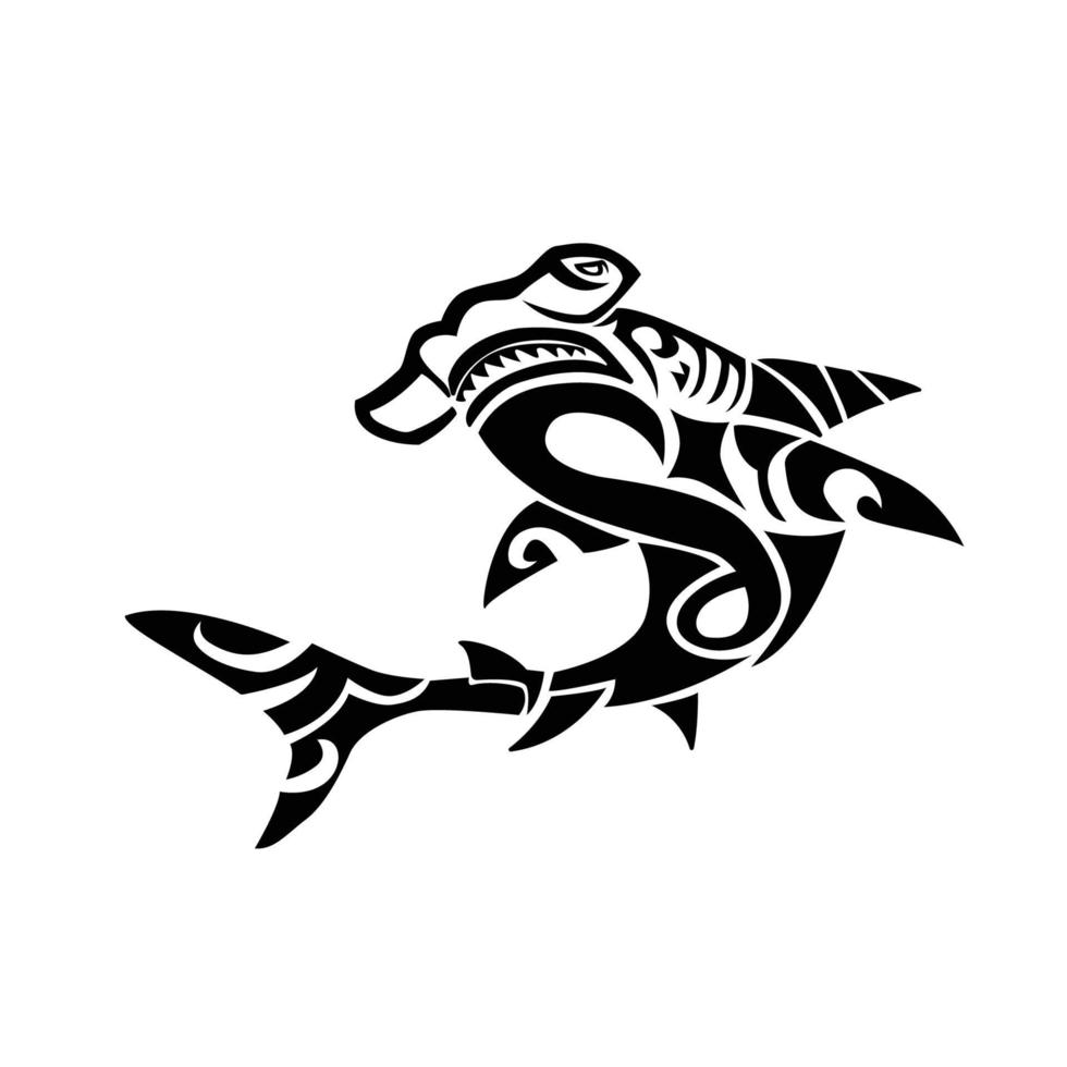 tiburón martillo tribal vector