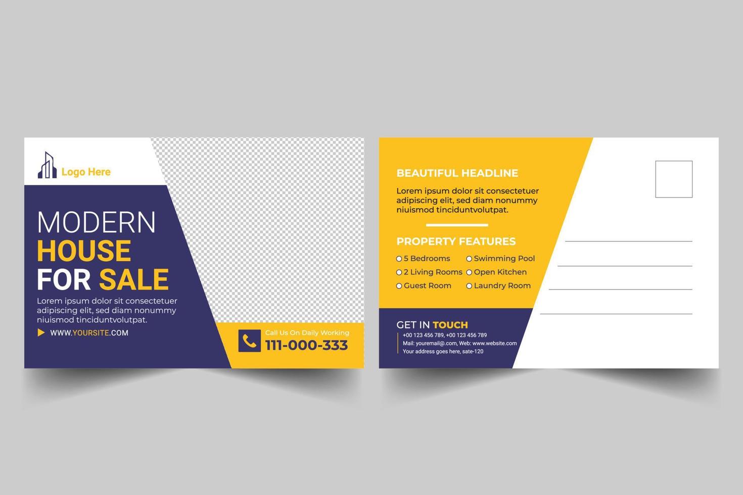 Real Estate Postcard Design Template Free Vector