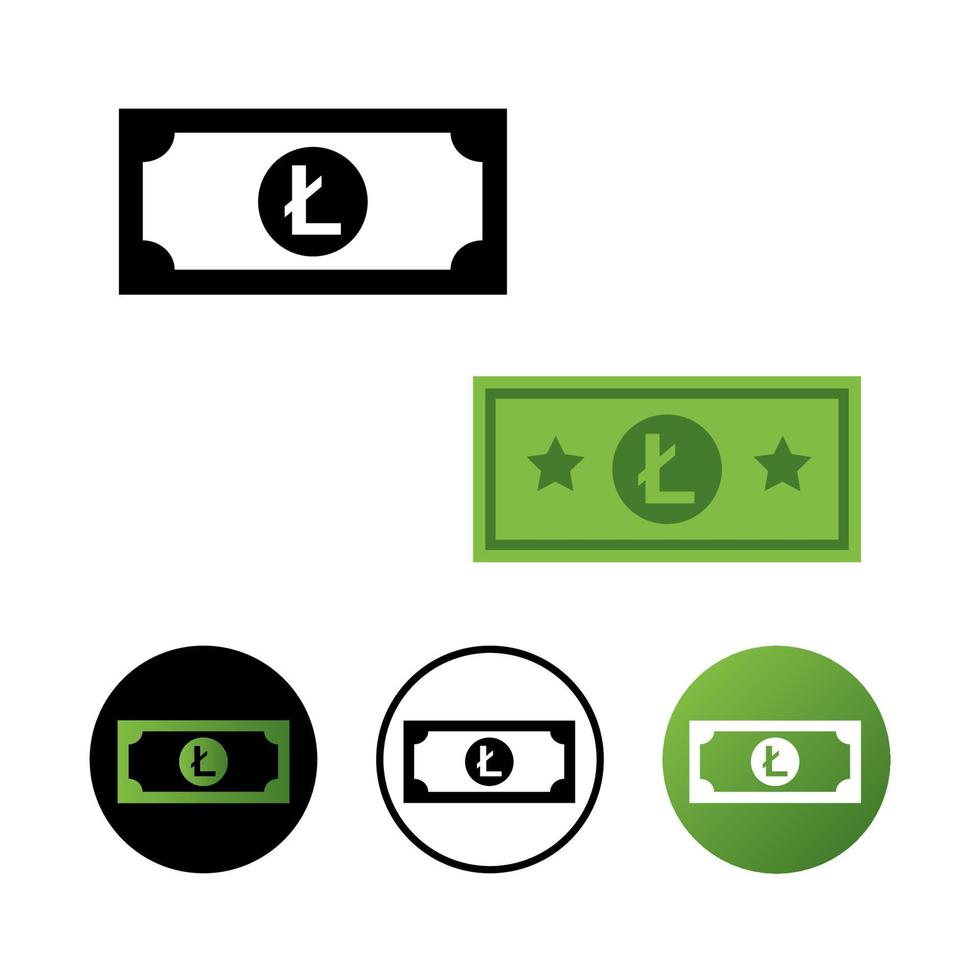 Ilustración de icono de billete de banco litecoin abstracto vector