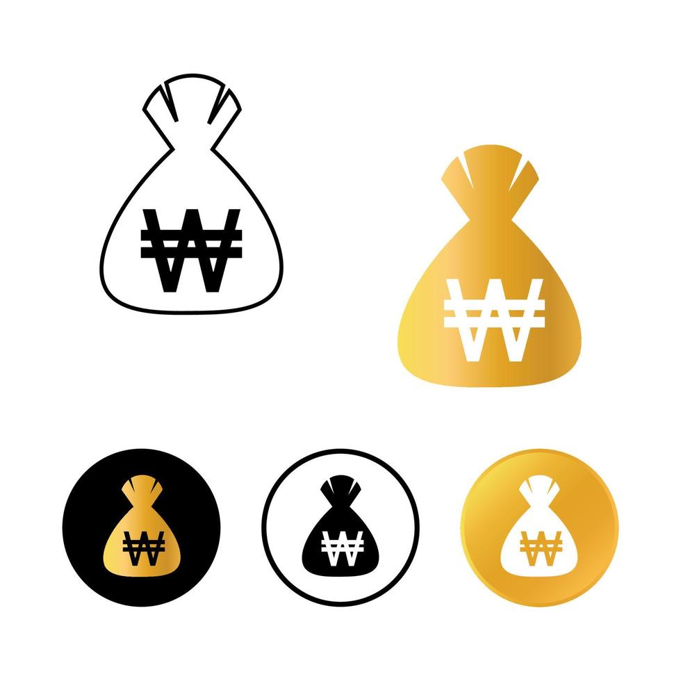 Abstract Korean Won Money Bag Icon vector