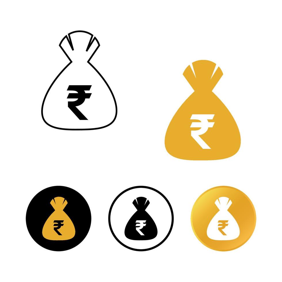 Abstract Indian Rupee Money Bag Icon vector