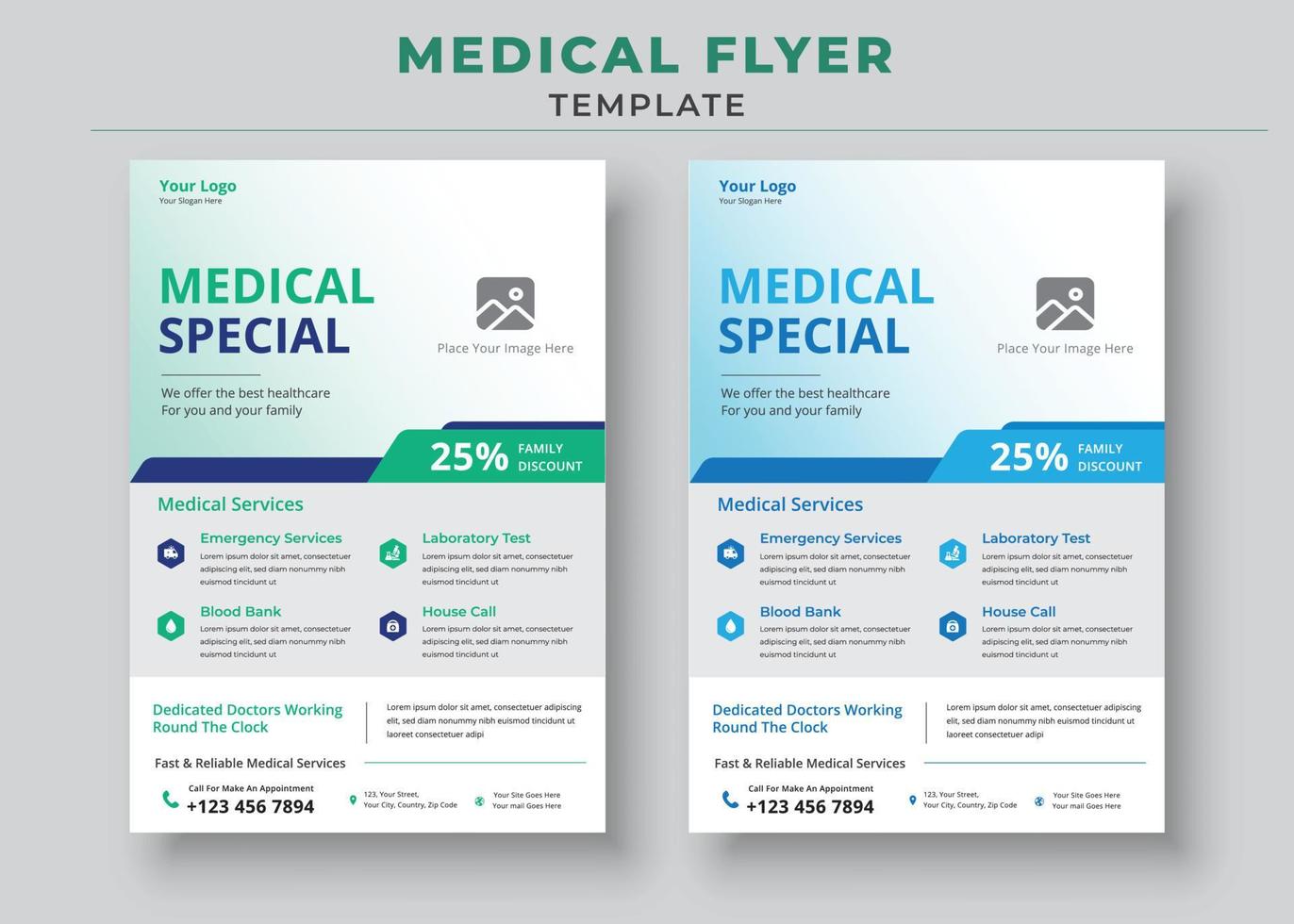 Medical Flyer Template, Healthcare Medical Flyer, Modern Medical Flyer Template Design, medical poster vector